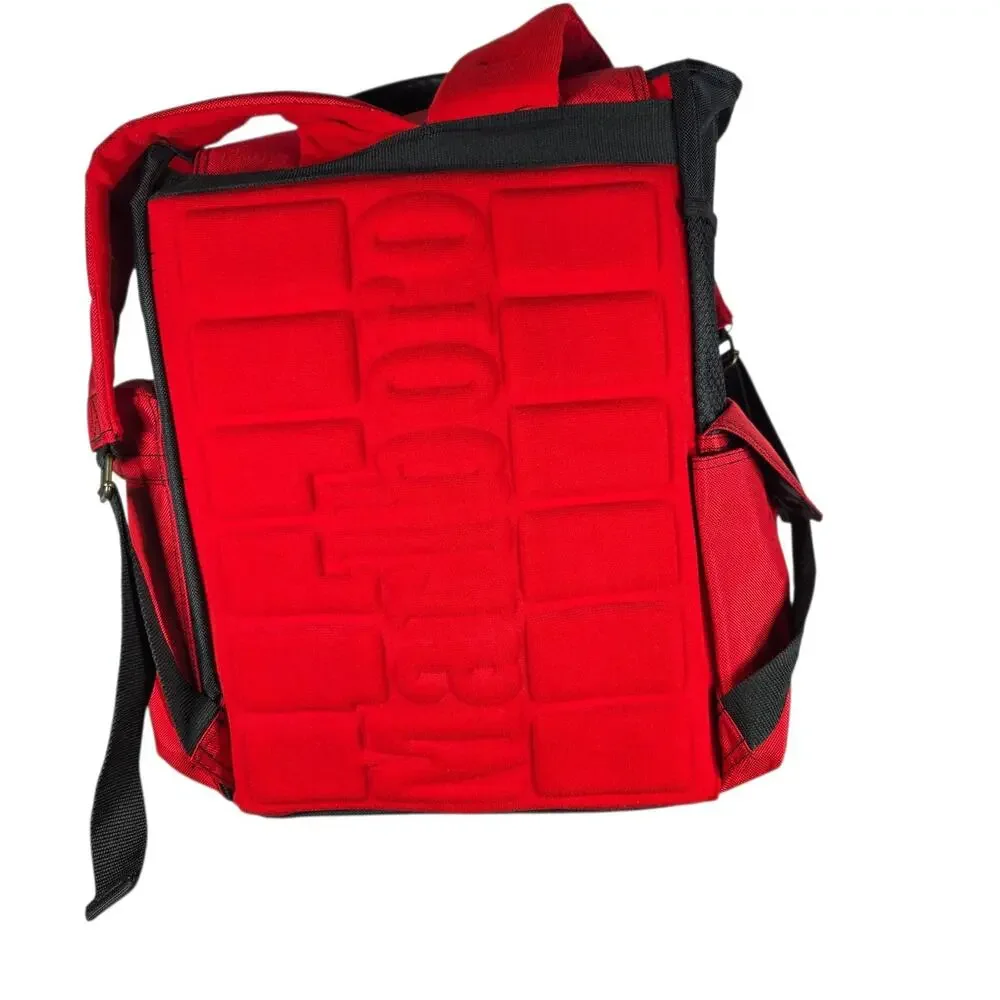Vintage Marlboro Backpack Red Black‎ Buckle Flap Daypack Padded Back Spellout